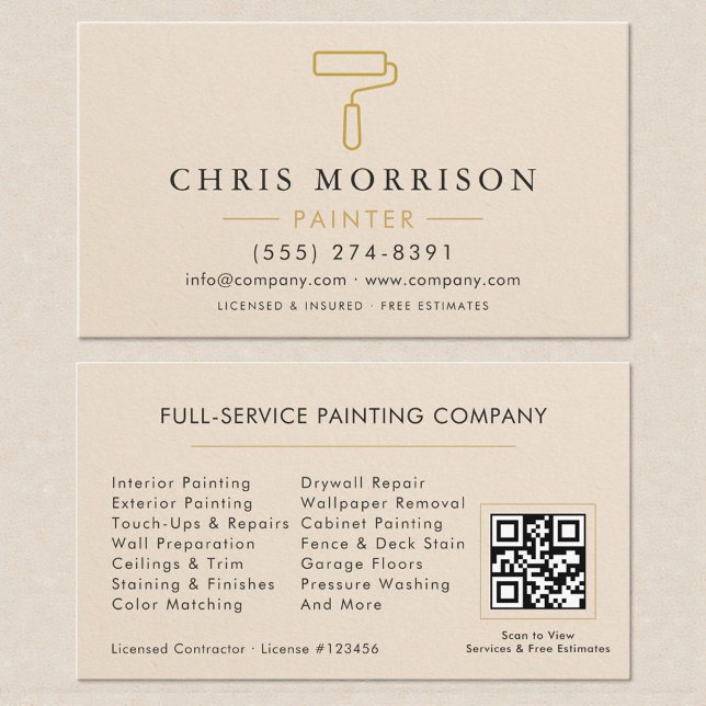 Modern Home House Painter Contractor QR Code Business Card (Creator Uploaded)