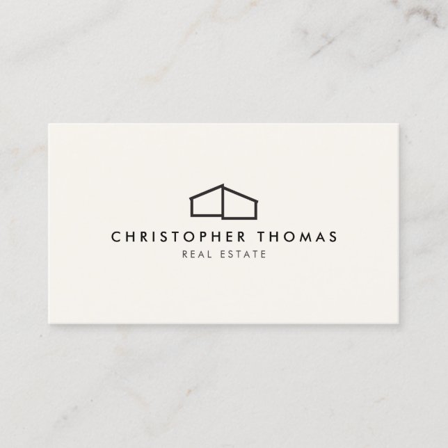 Modern Home Logo Black on Ivory Business Card (Front)