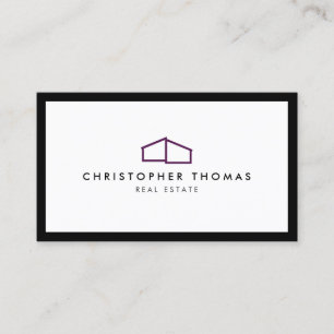 Modern Home Logo in Purple Real Estate, Realtor Business Card