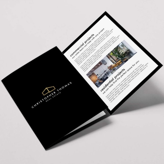 Modern Home Logo Real Estate Black/Gold Brochure (Creator Uploaded)