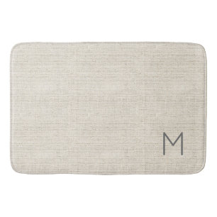 Modern Home Natural Linen Texture INITIAL Chic Bath Mat
