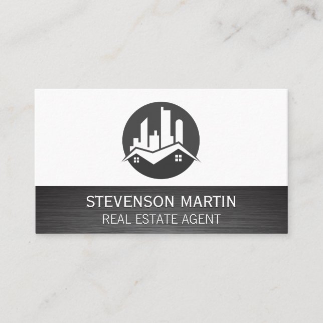 Modern Home Real Estate Logo Business Card (Front)