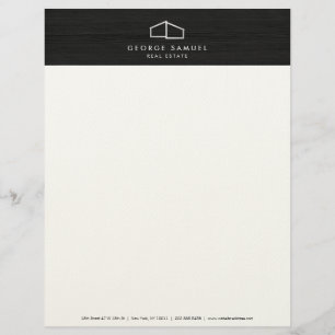 Modern Home Real Estate Logo Dark Wood Business Custom Letterhead