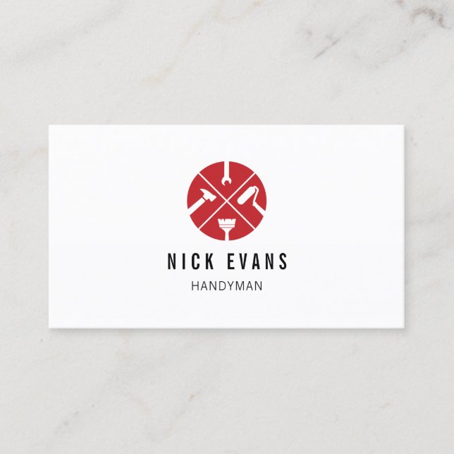 Modern Home Repair Handyman Logo Business Card (Front)