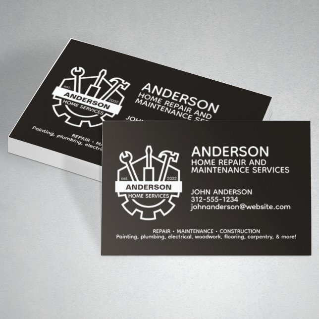 Modern Home Repair Maintenance Service Business Card (Creator Uploaded)