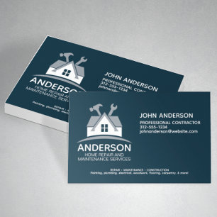 Modern Home Repair Maintenance Service Navy Blue Business Card