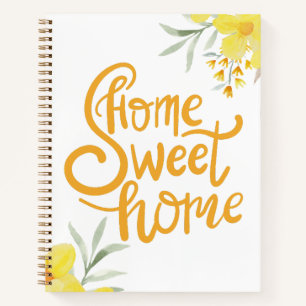 Modern Home Sweet Home Chic Floral Personalised  Notebook