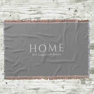 Modern Home Typography with Your Address Throw Blanket