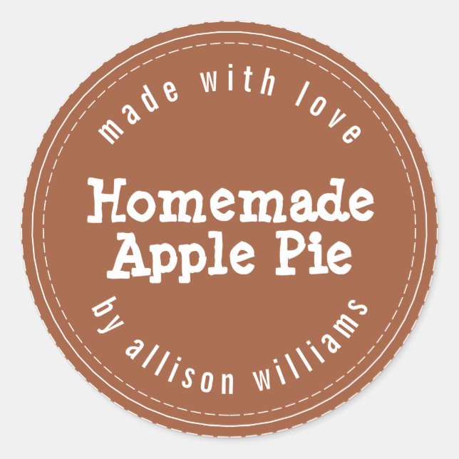 Modern Homemade Apple Pie TerraCotta Classic Round Sticker (Front)