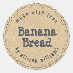 Modern Homemade Banana Bread Kraft Paper Classic Round Sticker