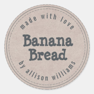 Modern Homemade Banana Bread Kraft Paper Classic Round Sticker