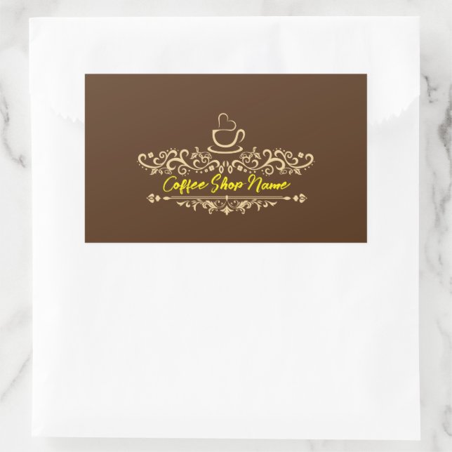 Modern Homemade Coffee welcome custom Business Log Rectangular Sticker (Bag)