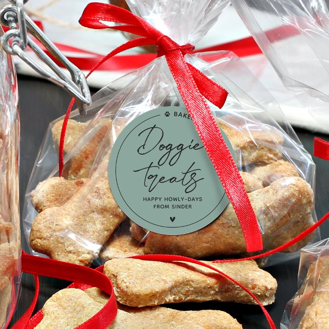 Modern Homemade Doggie Treats Classic Round Sticker (Modern Homemade Doggie Treats Classic Round Sticker)