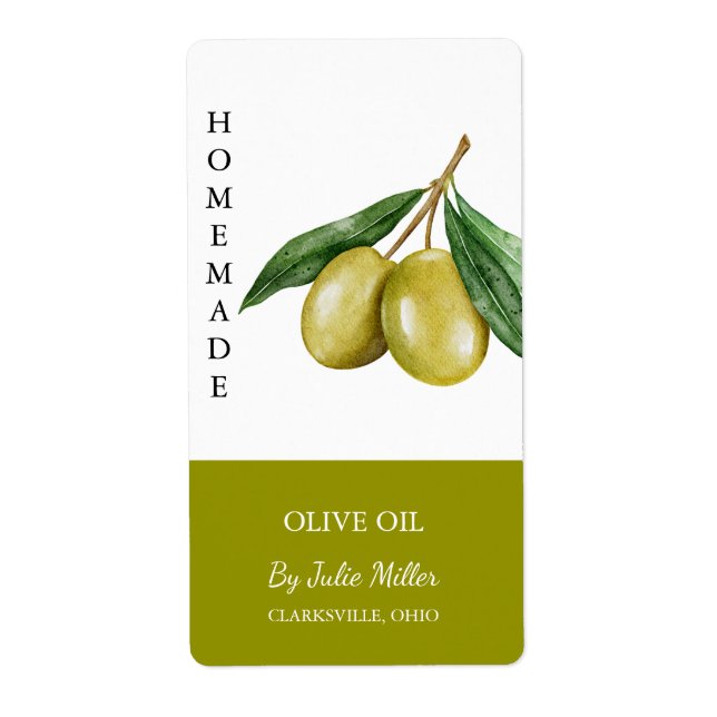Modern Homemade Olive Oil Label (Front)