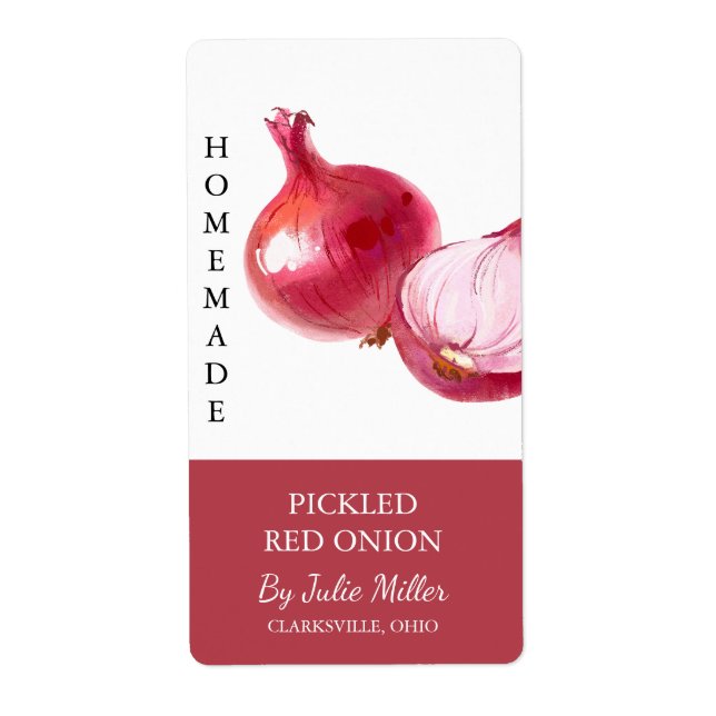 Modern Homemade Pickled Red Onion Label (Front)