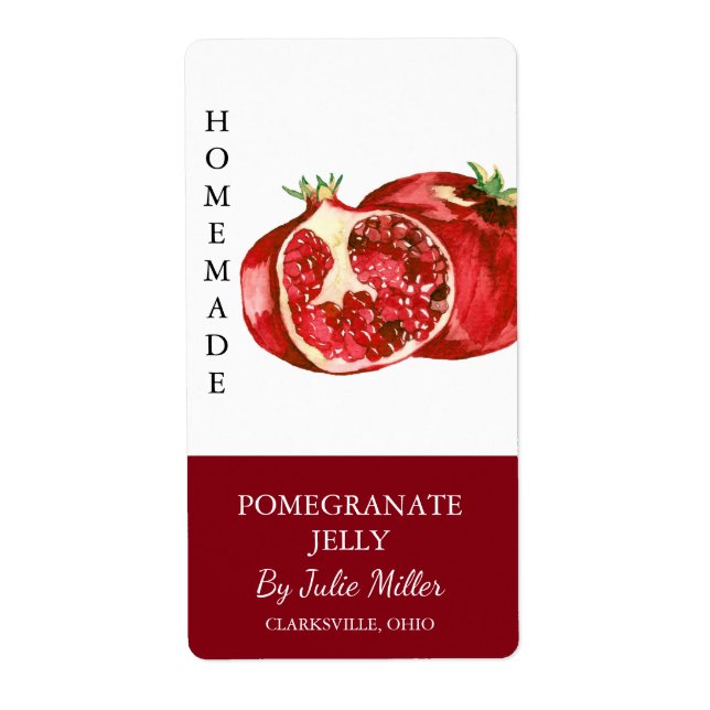 Modern Homemade Pomegranate Jelly Label (Front)