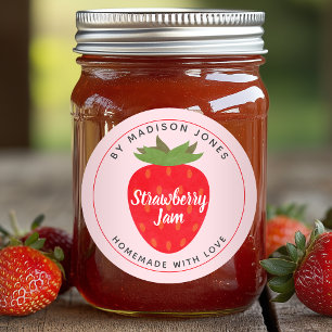 Modern Homemade Strawberry Jam Canning Jar Label