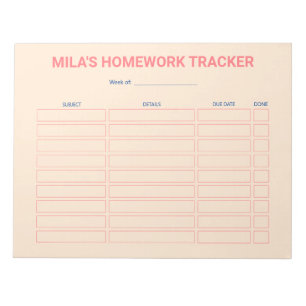 Modern Homework Tracker Notepad