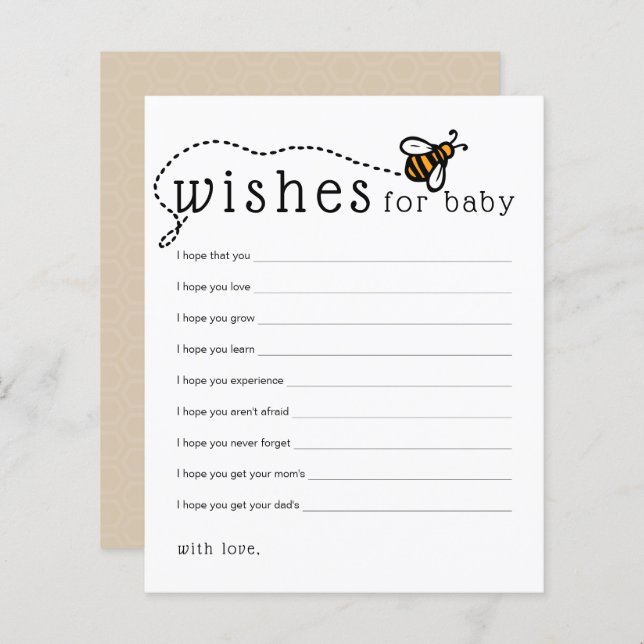 Modern Hone Bee Wishes for Baby Advice Card (Front/Back)