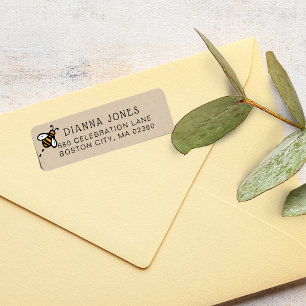 Modern Honey Bee Return Address Label