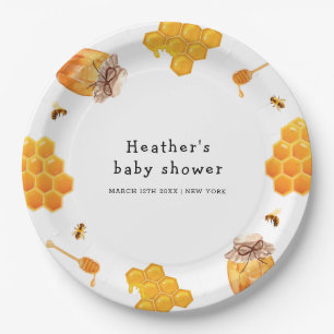 Modern Honey Bumblebee Frame Baby Shower Paper Plate