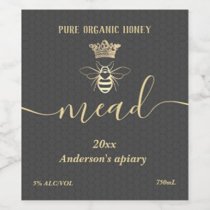 Modern honey comb mead wine label
