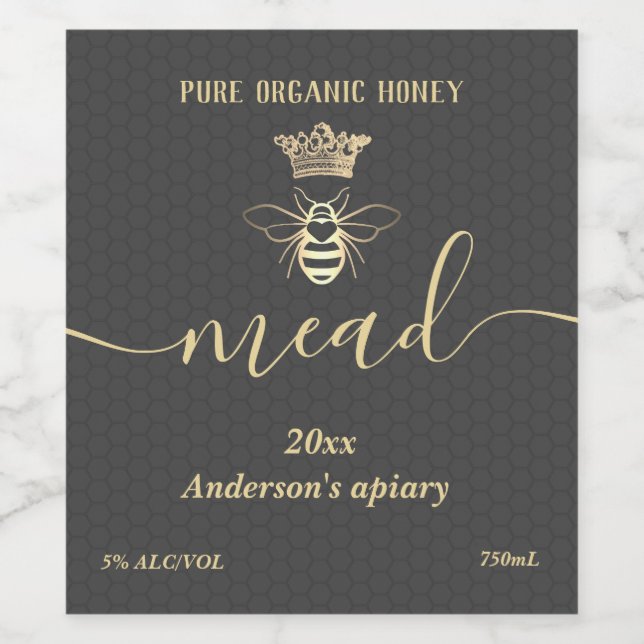 Modern honey comb mead wine label (Single Label)