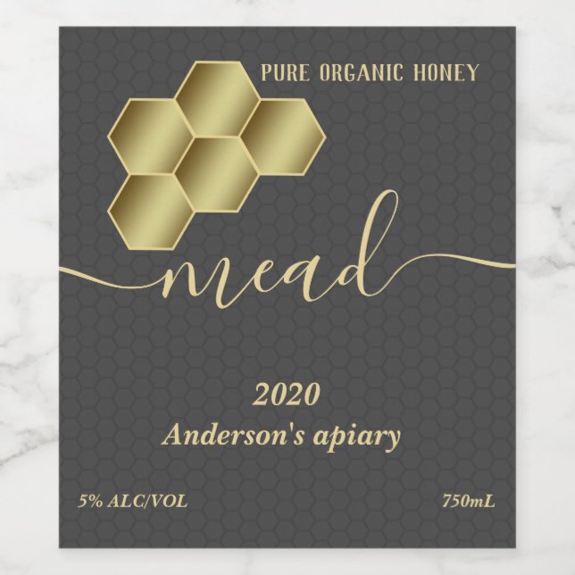 Modern honey comb mead wine label (Single Label)
