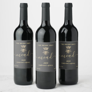 Modern honey comb mead wine label