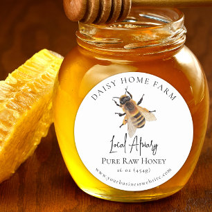 Modern Honey Jar Bee Apiary Business Custom Classic Round Sticker