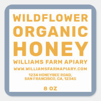 Modern Honey Jar Label Honeybee Blue Yellow