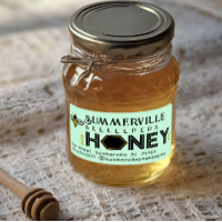 Modern Honey Label with Hexagon Border and Bee