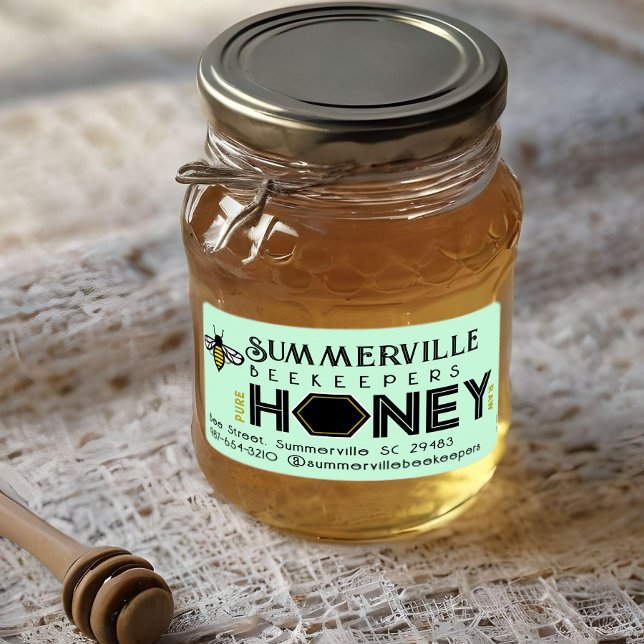 Modern Honey Label with Hexagon Border and Bee (Creator Uploaded)