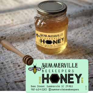 Modern Honey Label with Hexagon Border and Bee