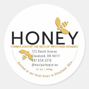 Modern Honey Label with Stylised Bees Urban Bees