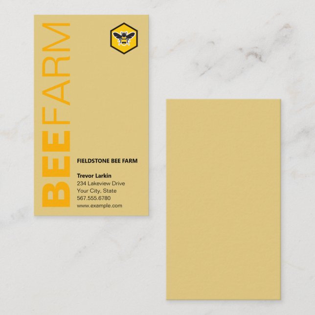 Modern Honeybee Logo Bee Farm Satin Gold Beekeeper Business Card (Front/Back)