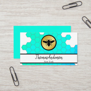 Modern honeycomb and hexagon bee logo business card