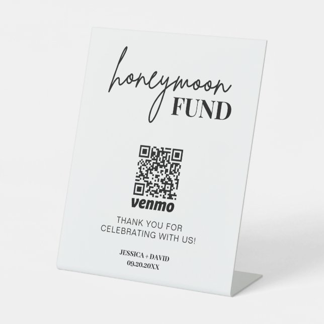 Modern Honeymoon Fund QR Code Sign (Front)