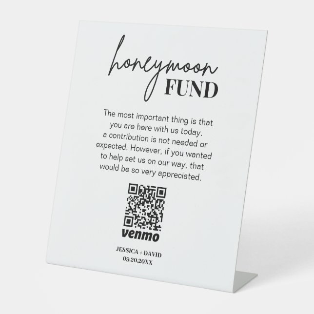 Modern Honeymoon Fund QR Code Sign (Front)