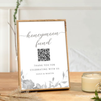 Modern Honeymoon Fund Sign Minimal Floral Poster Invitation