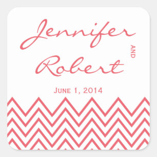 Modern Honeysuckle Pink Chevron Envelope Seal