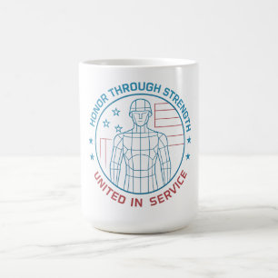 Modern Honour: Futuristic Patriotic Soldier Art Coffee Mug