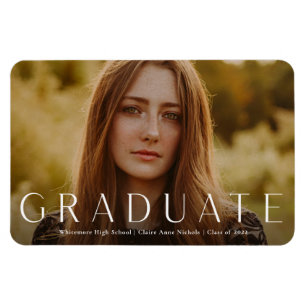 Modern Horizontal Photo Graduation Announcement Magnet