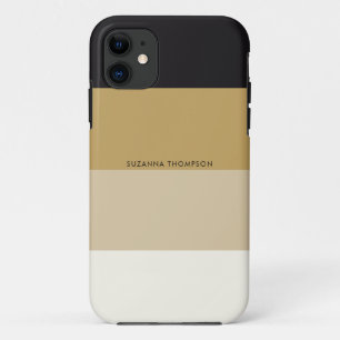 Modern Horizontal Stripe Black & Gold Colour Tones iPhone 11 Case