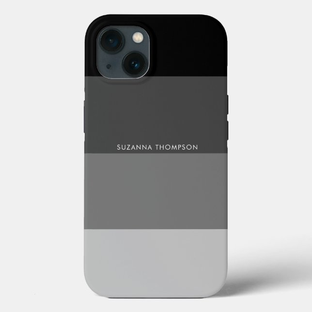 Modern Horizontal Stripe Black & Grey Colours Case-Mate iPhone Case (Back)