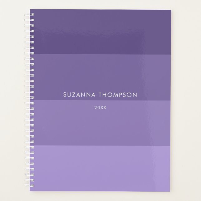 Modern Horizontal Stripe Pastel Purple Planner (Front)