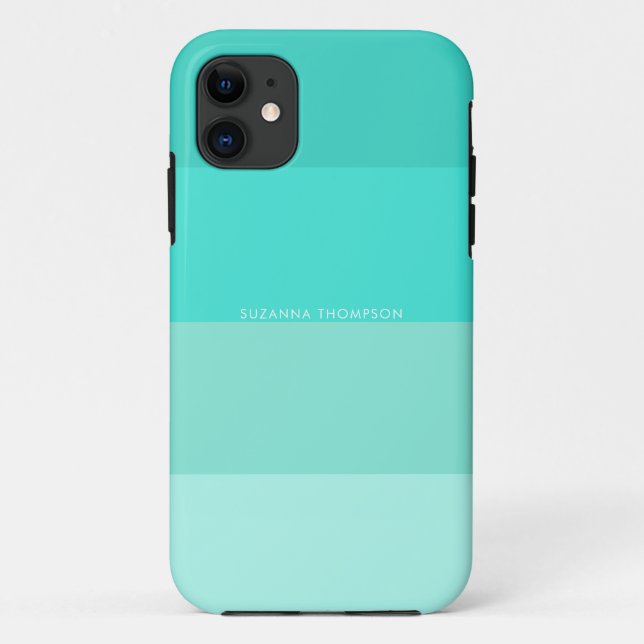 Modern Horizontal Stripe Turquoise Teal Colours  Case-Mate iPhone Case (Back)