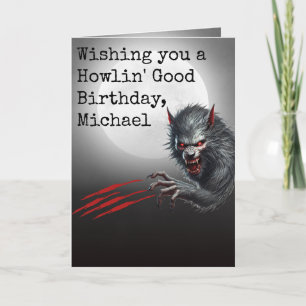 Modern Horror Werewolf Adult Birthday Greeting  Card