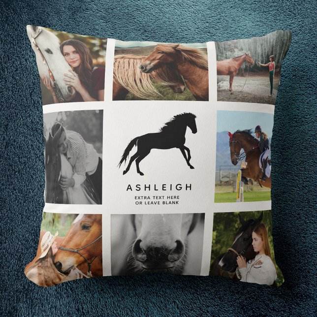 Modern Horse Photo Collage Equestrian Keepsake Cushion (Creator Uploaded)