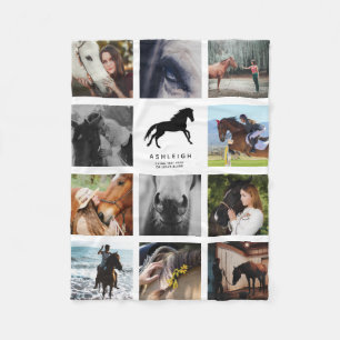 Modern Horse Photo Collage Equestrian Keepsake Fleece Blanket